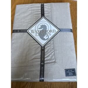 NEW Waterford Linens Corra Tablecloth Oblong 70" x 84" Natural Linen Cotton